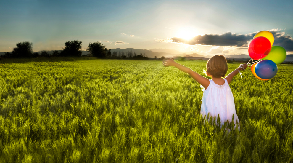 girl running in field